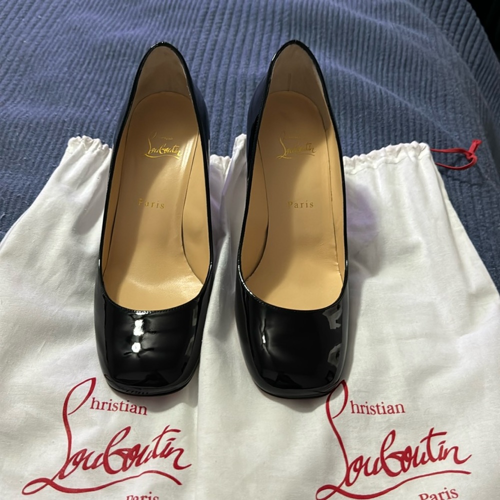 Christian Louboutin 70M Black Patent Heels